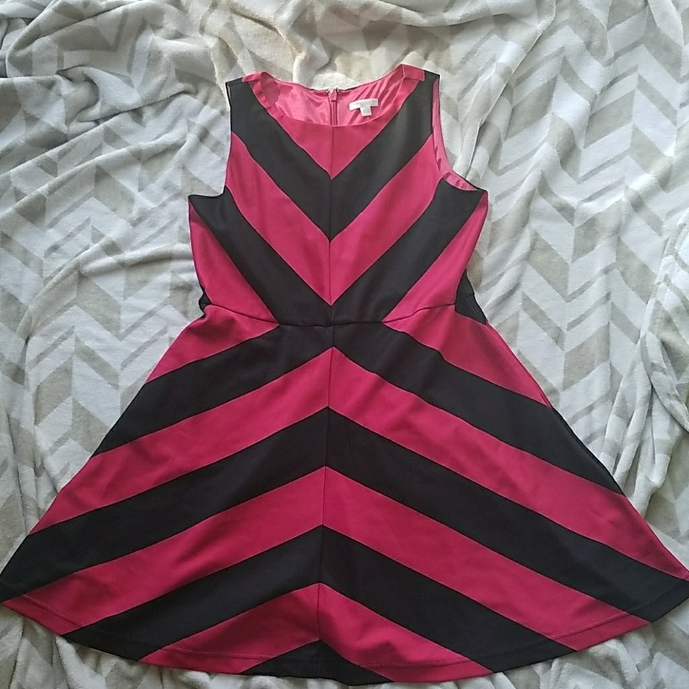 Pink and Black Chevron dress